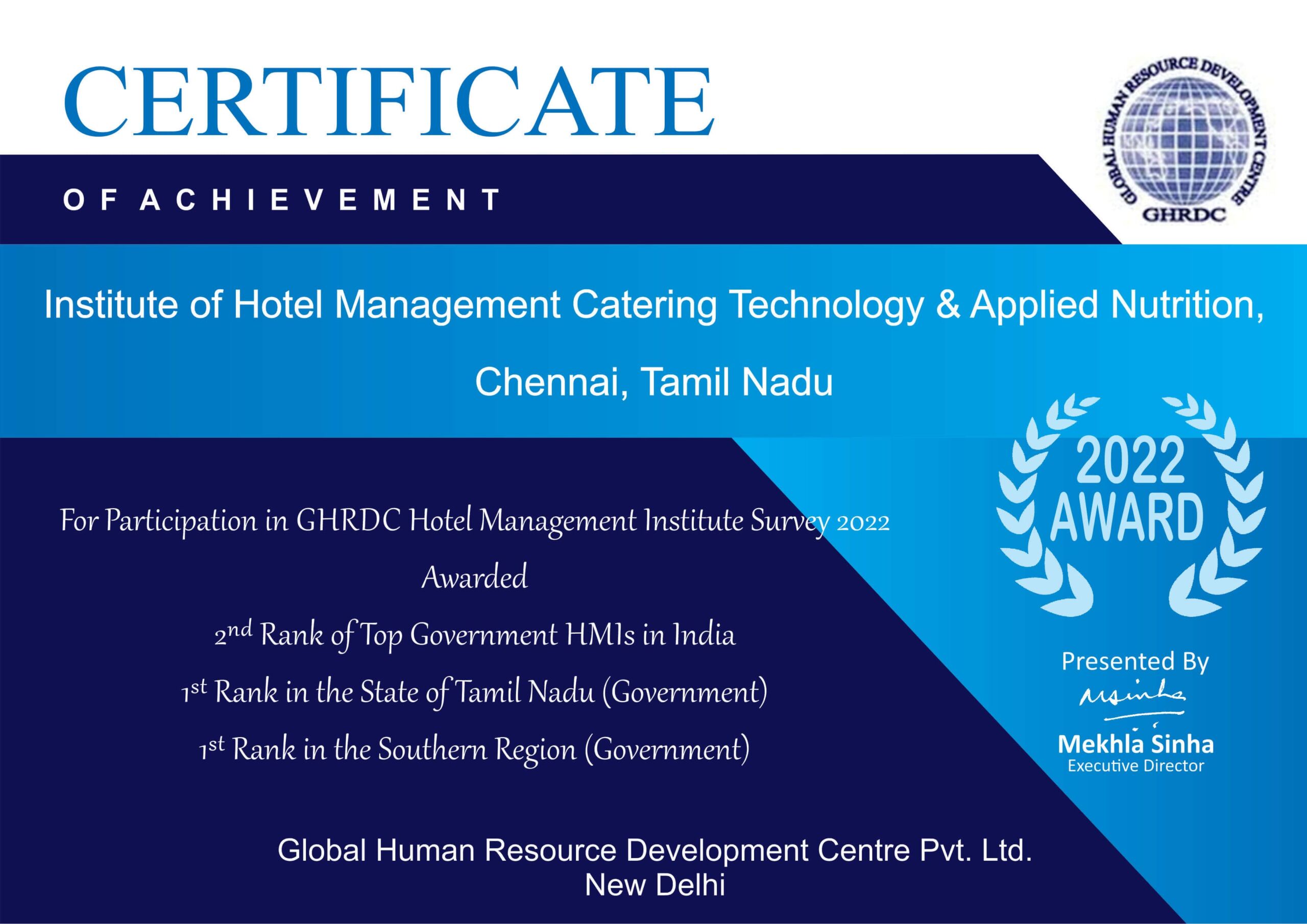 Rankings - IHM Chennai